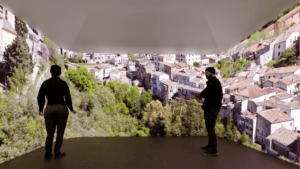 Immersive installation in the museum, edge blending projector